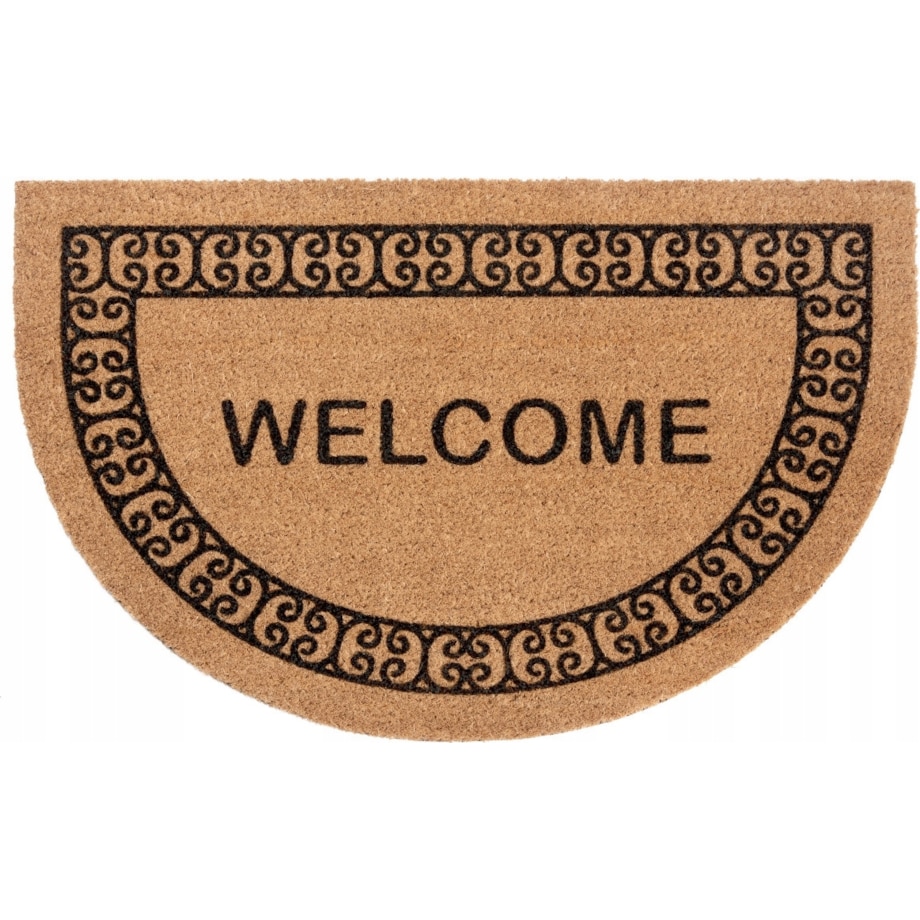 Gruba wycieraczka półokrągła WELCOME 45x70cm kokosowa