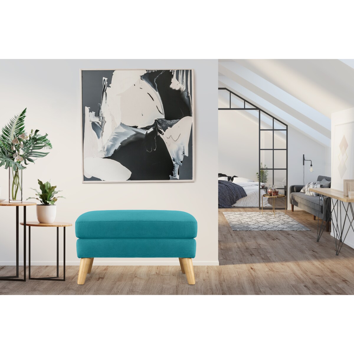 KONSIMO TAGIO Turkusowa pufa skandynawska