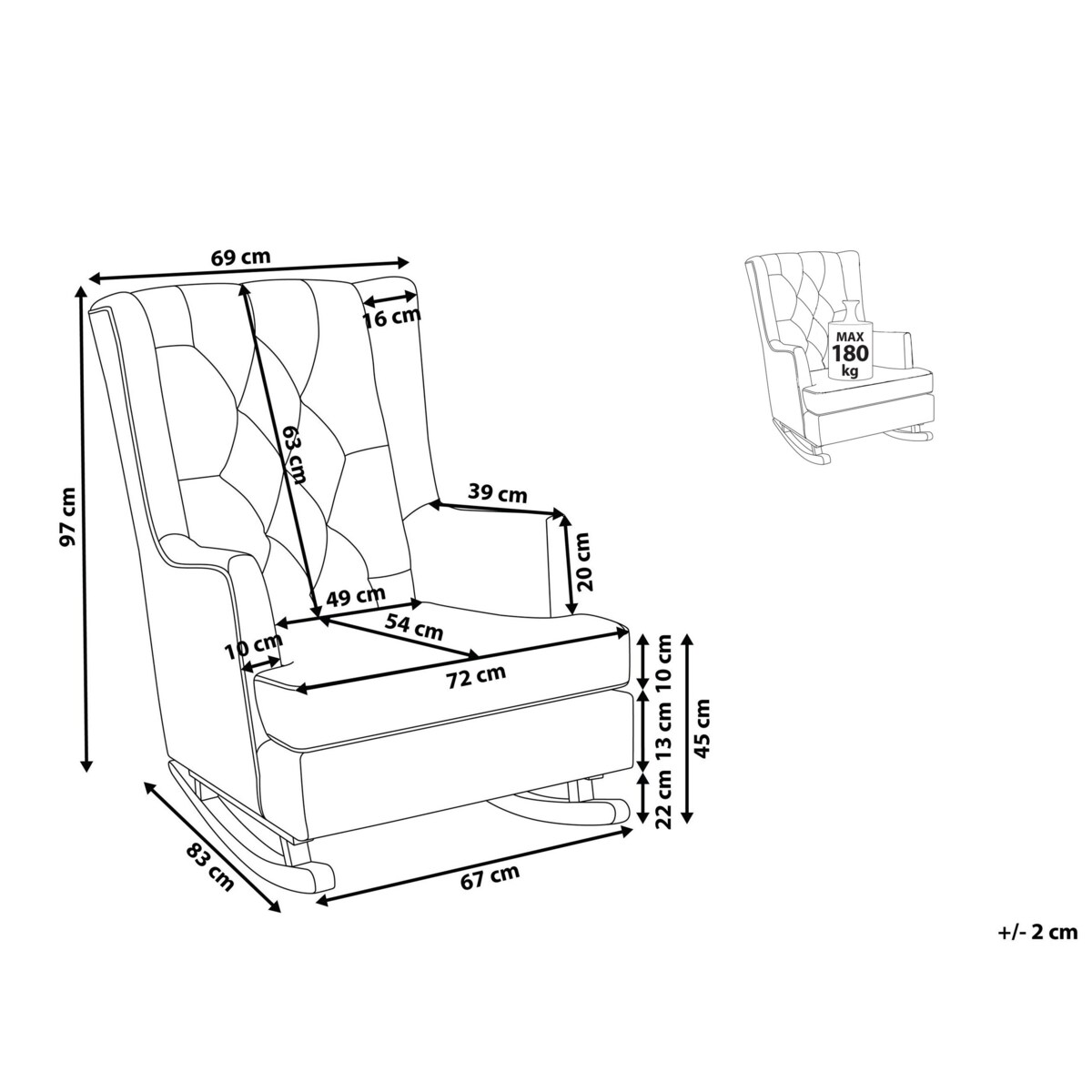 Fotel bujany szary TRONDHEIM II
