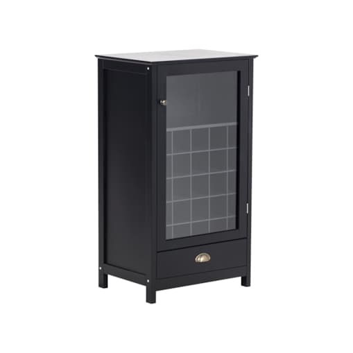 Szafka z półką na wino ze szklaną gablotą czarna CERES