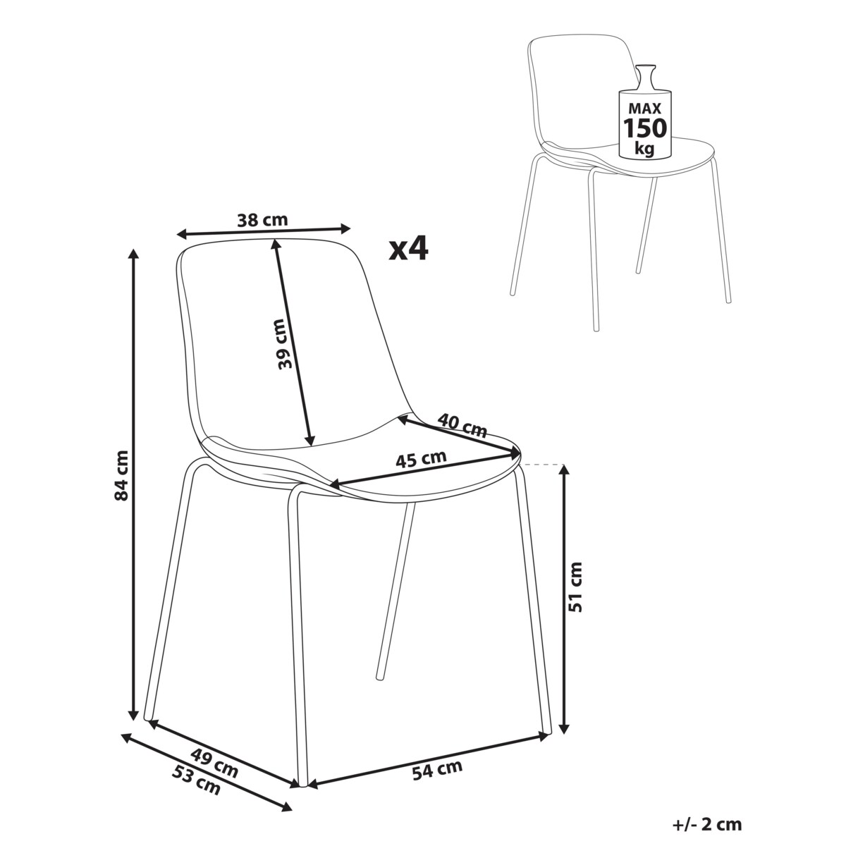 Zestaw 4 krzeseł do jadalni TILLER Beżowy