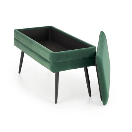 Ławka VELVA VELVET ciemnozielona z pojemnikiem