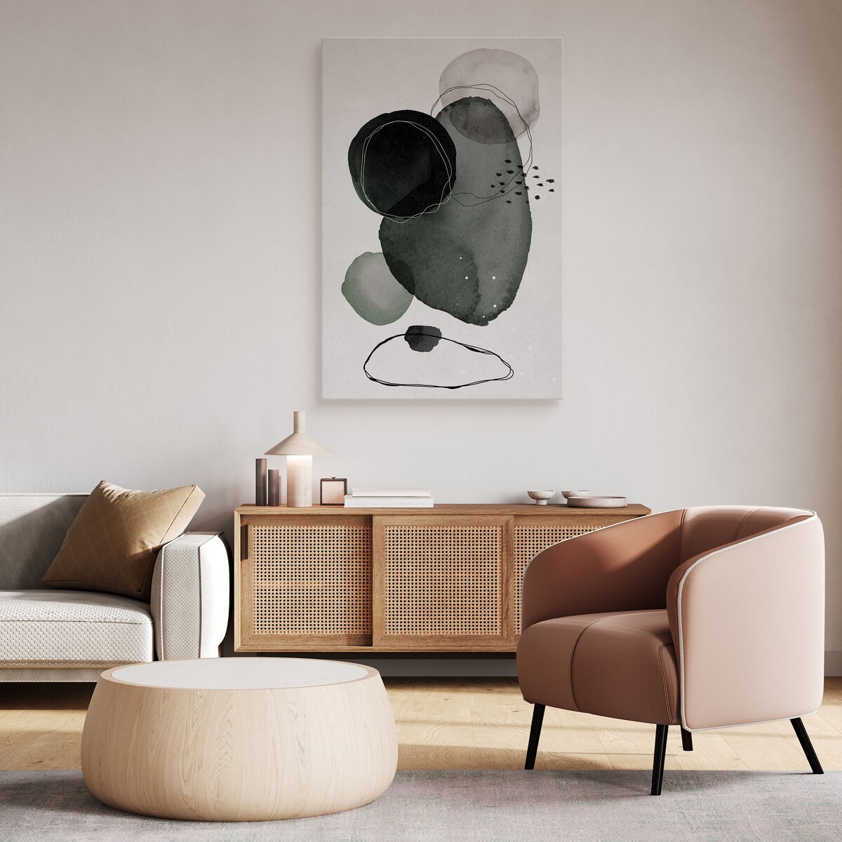 Obraz Na Płótnie Akarele Abstrakcja Styl Boho Minimalizm 80x120cm