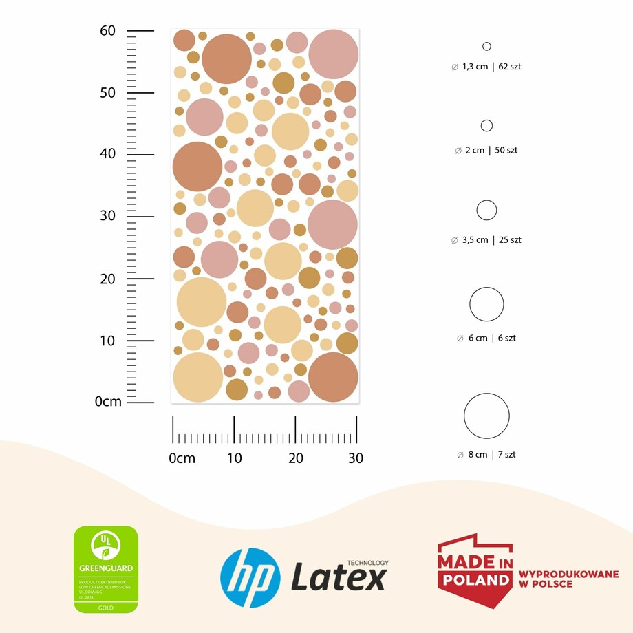 Naklejki Na Ścianę Dla Dziewczynki Drobne Kropeczki Groszki Zestaw 150szt.