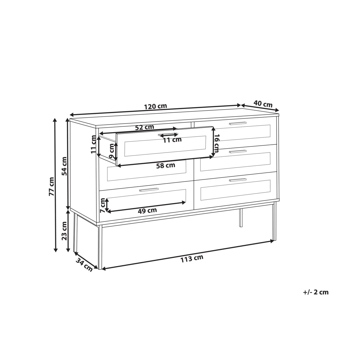 Komoda 6 szuflad fronty rattanowe jasne drewno PASCO