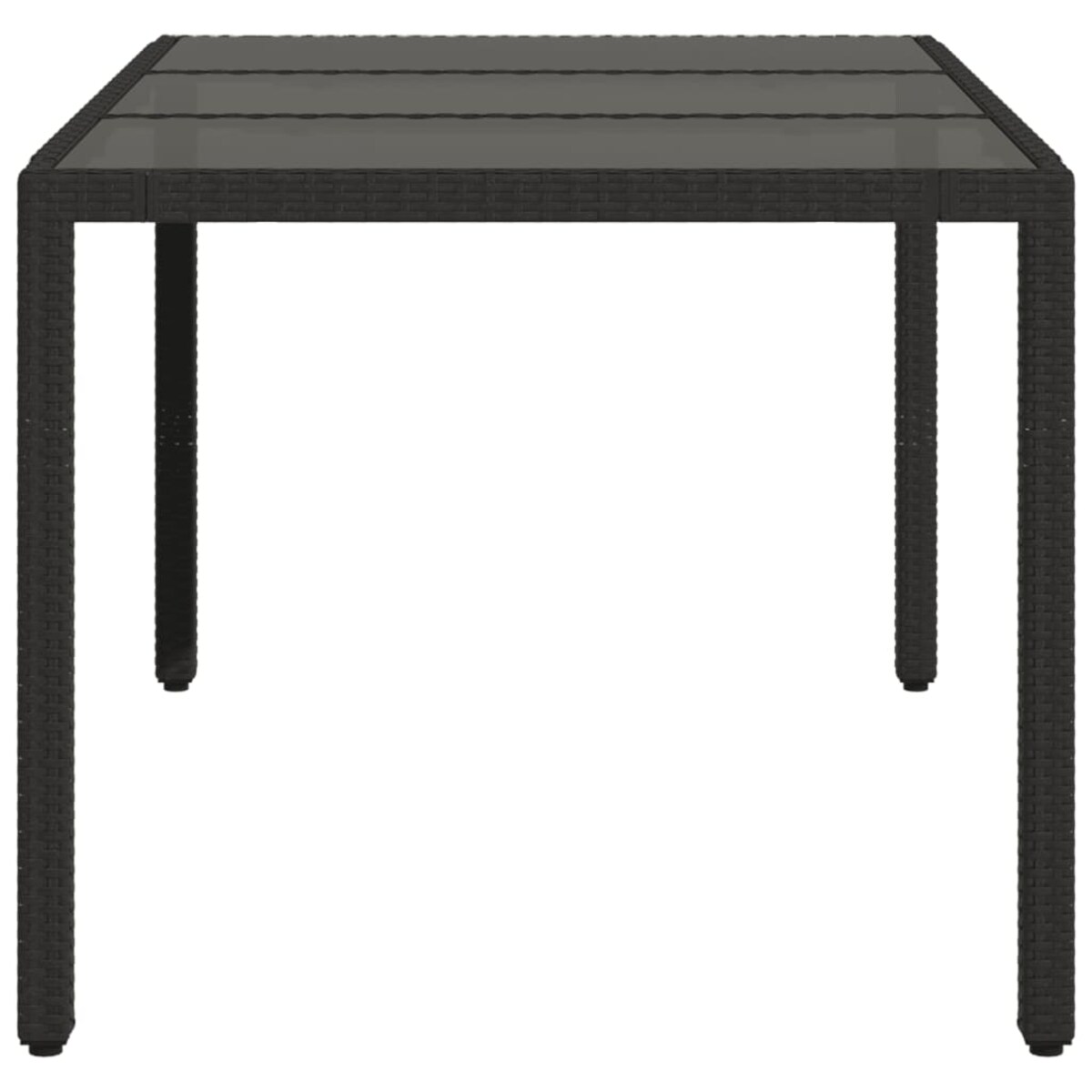 vidaXL Stół ogrodowy ze szklanym blatem, czarny, 150x90x75cm rattan PE