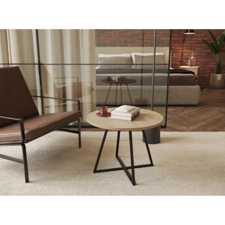 Stolik Kawowy Okrągły Do Salonu Sypialni ARTISAN Industrial Loft VERSO 50cm