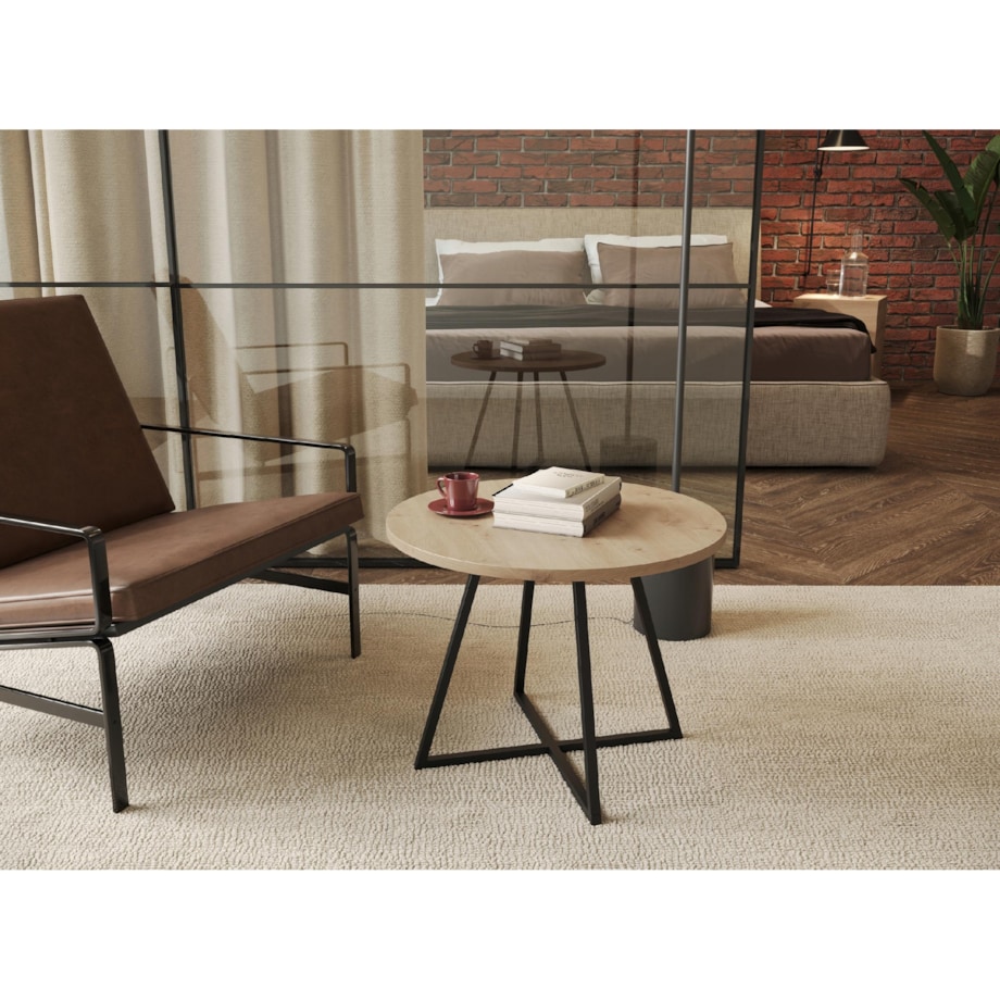 Stolik Kawowy Okrągły Do Salonu Sypialni ARTISAN Industrial Loft VERSO 50cm