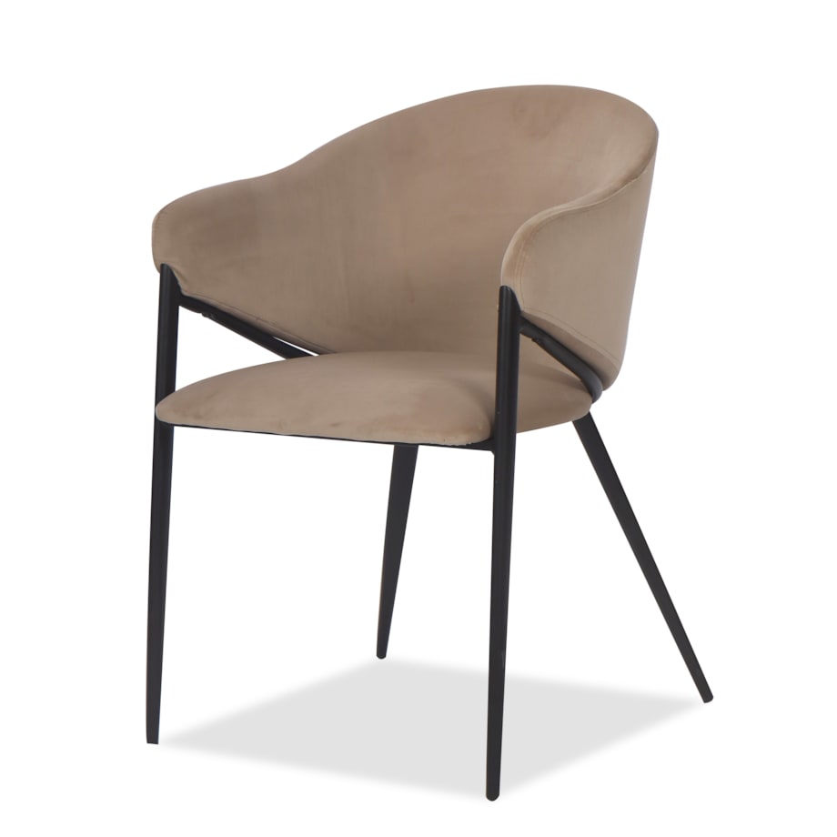Krzesło tapicerowane do salonu welurowe GLAMOUR beżowe