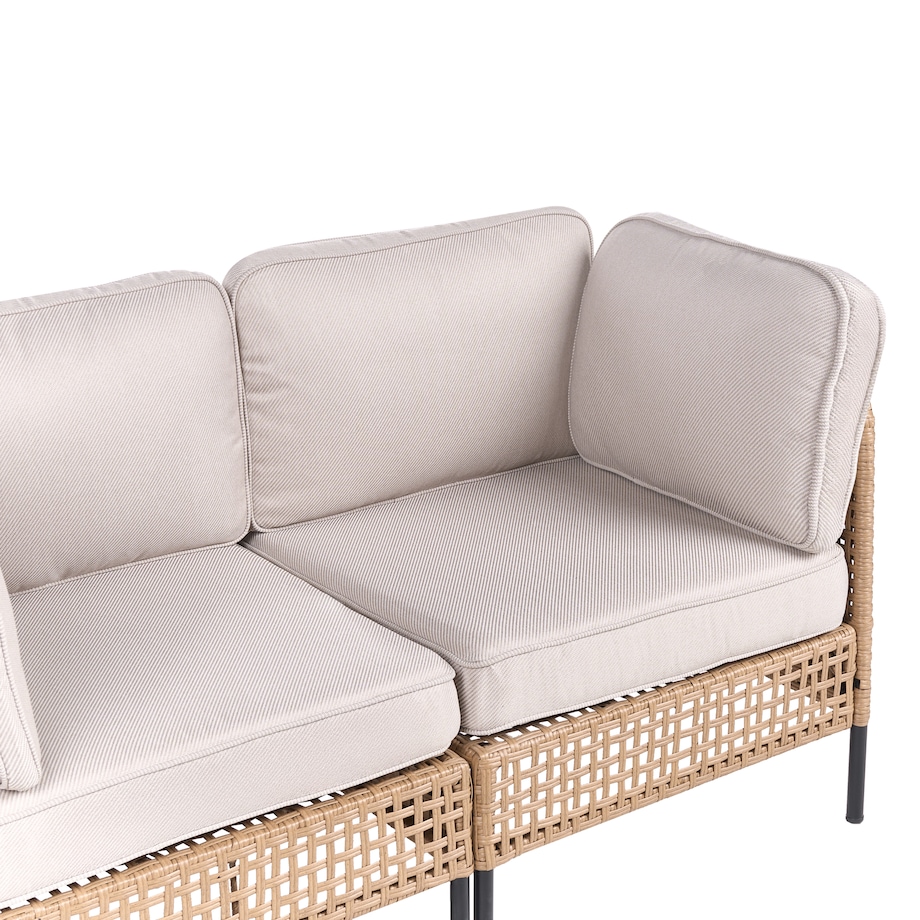 Sofa ogrodowa dla 2 osób OMEGANA Technorattan Jasnobeżowy