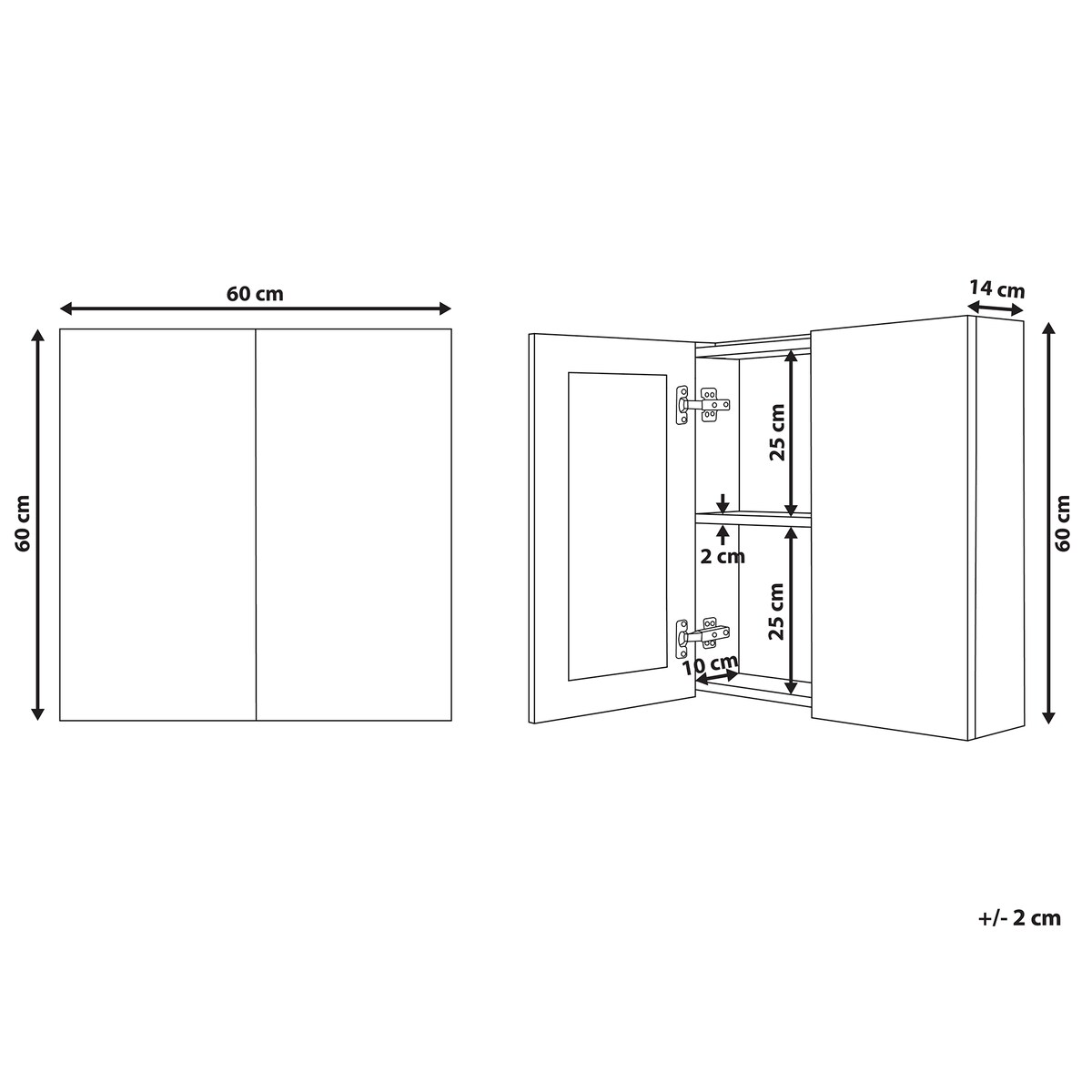 Szafka łazienkowa wisząca z lustrem NAVARRA 60 cm 60 cm Biały