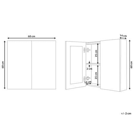 Szafka łazienkowa wisząca z lustrem NAVARRA 60 cm 60 cm Biały