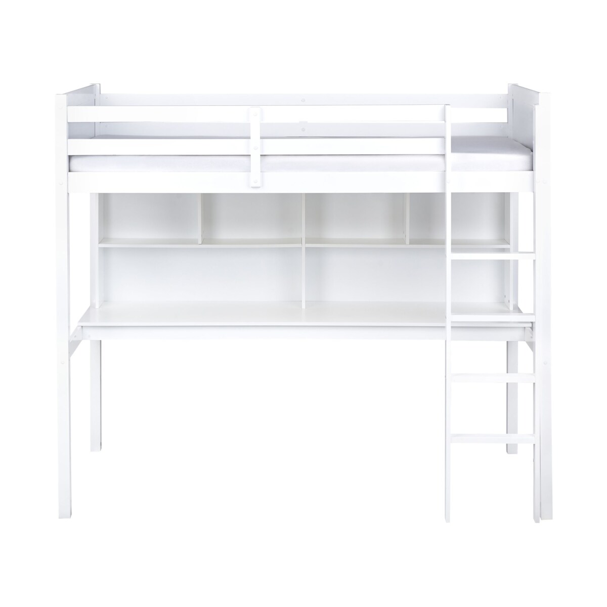 Łóżko na antresoli z biurkiem Drewno sosnowe FOUCAMONT 90 x 200 cm Biały