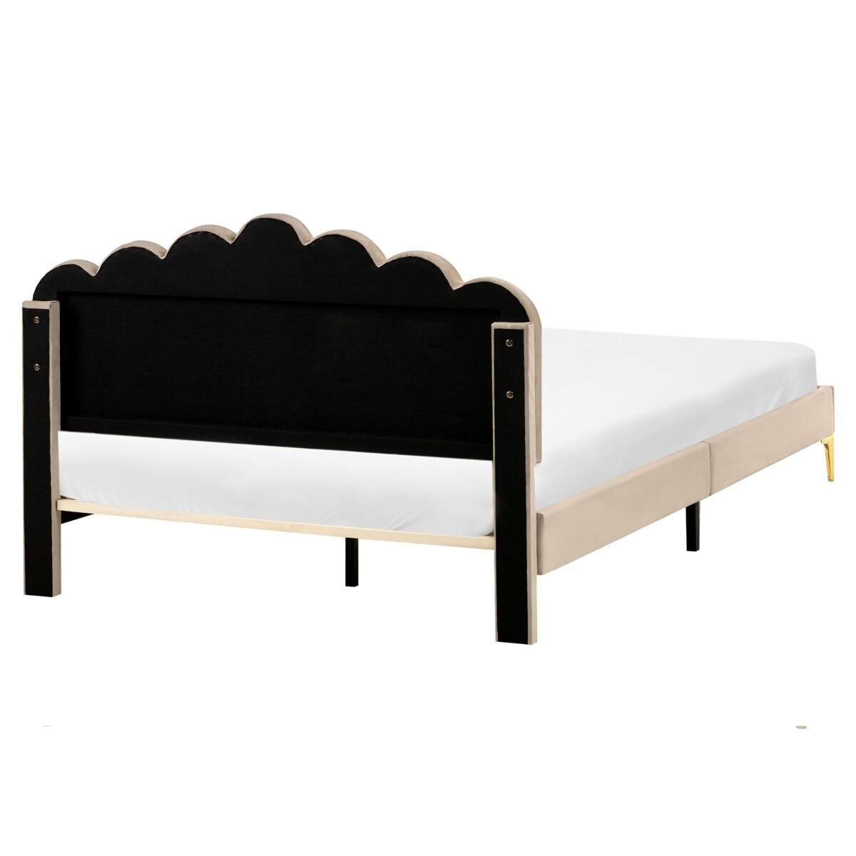 Łóżko Welur SAUVIAN 160 x 200 cm Beżowoszary