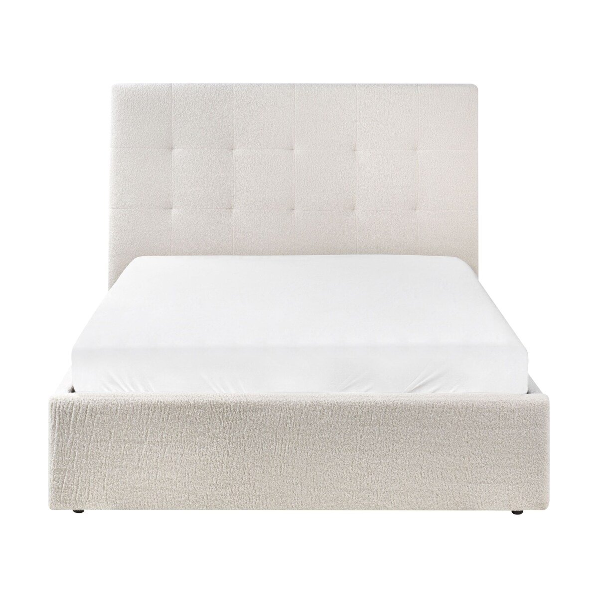Łóżko z pojemnikiem Boucle LORIENT 140 x 200 cm Złamana biel