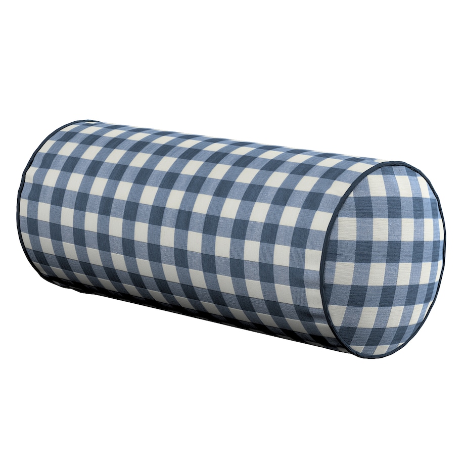 Poduszka wałek prosty, granatowo-biała kratka (1,5x1,5cm), Ø16 x 40 cm, Quadro
