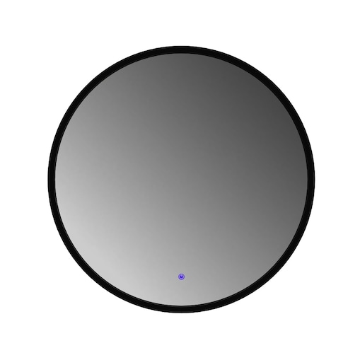 Lustro okrągłe LED z poświatą i włącznikiem – czarne - 50 cm