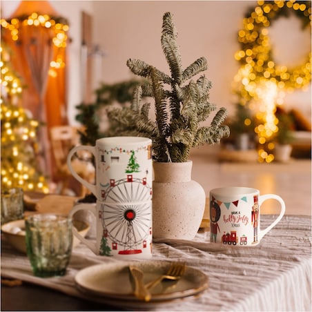 Zestaw Kubków Świątecznych 265 Ml Boże Narodzenie Stojący Święty Mikołaj