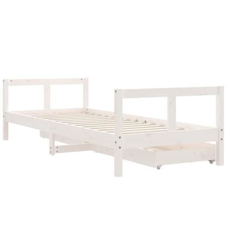 vidaXL Rama łóżka dziecięcego z szufladami, biała, 80x200 cm, sosnowa
