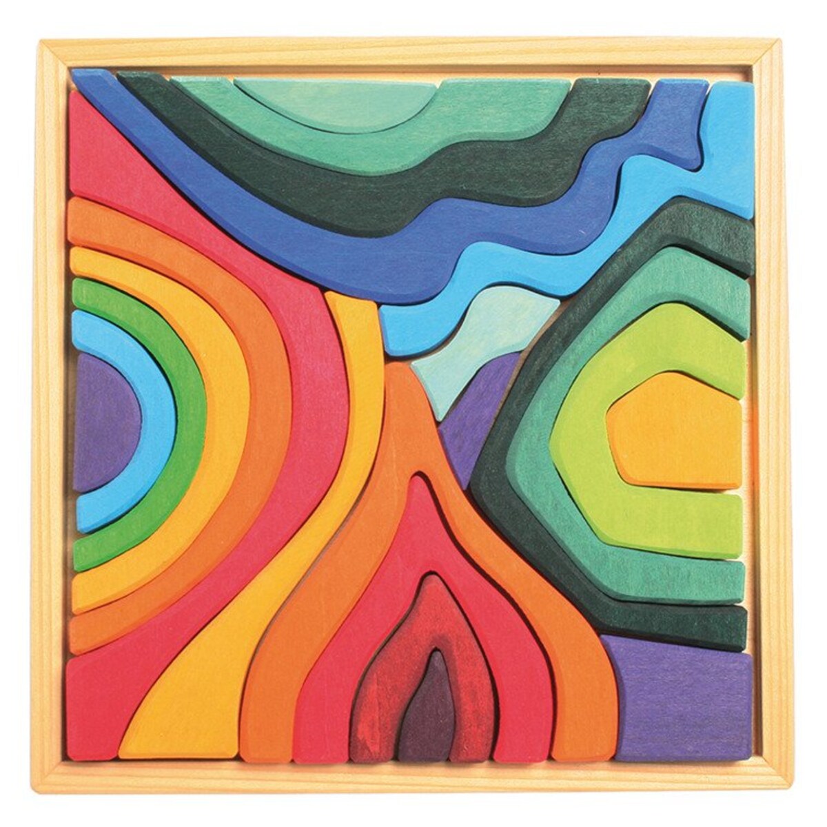Układanka drewniana Kształty- zestaw klocków Grimm's kolorowy 3+