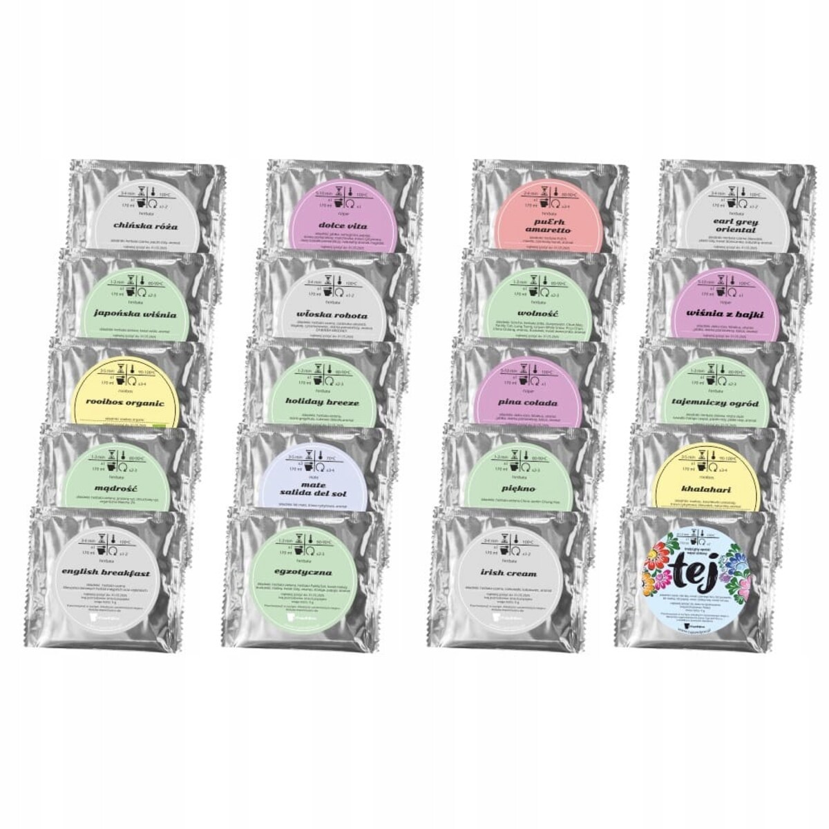 Zestaw prezentowy upominkowy box - 20 różnych smaków herbat liściastych "HERBACIANY BILET" na prezent upominek dla kobiety faceta mężczyzny niej niego