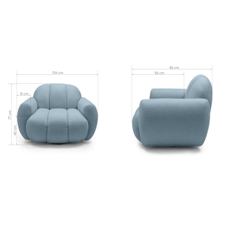 Fotel obrotowy 77x106x85 PALLASS bouclé niebieski