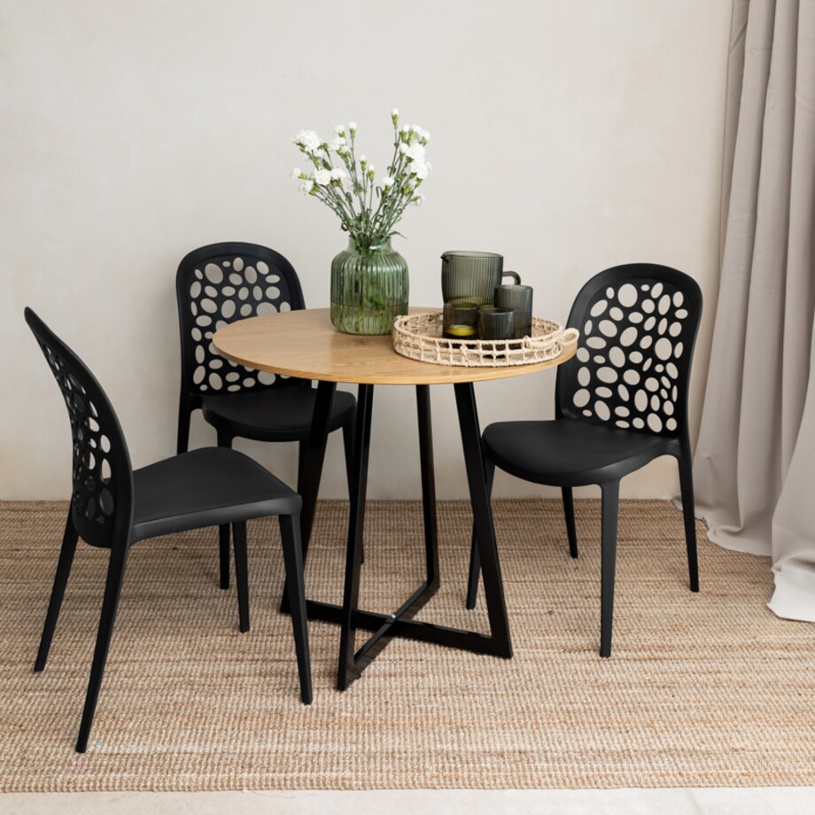 Krzesło plastikowe czarne nowoczesne do salonu ogrodu na balkon