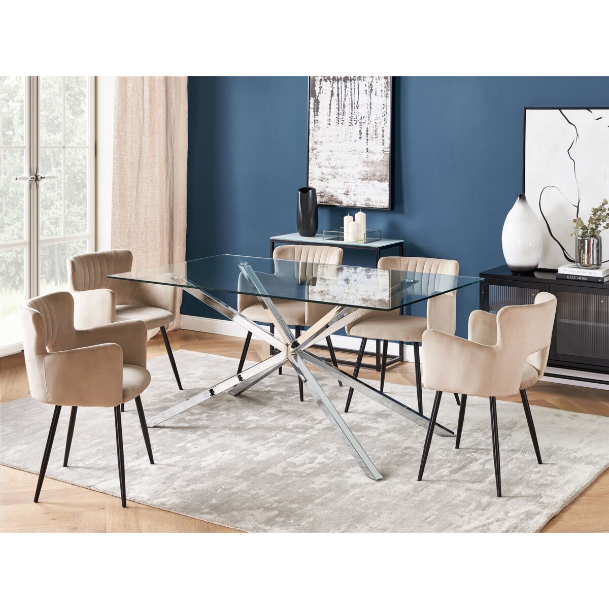 Stół do jadalni szklany 160 x 90 cm srebrny CORA