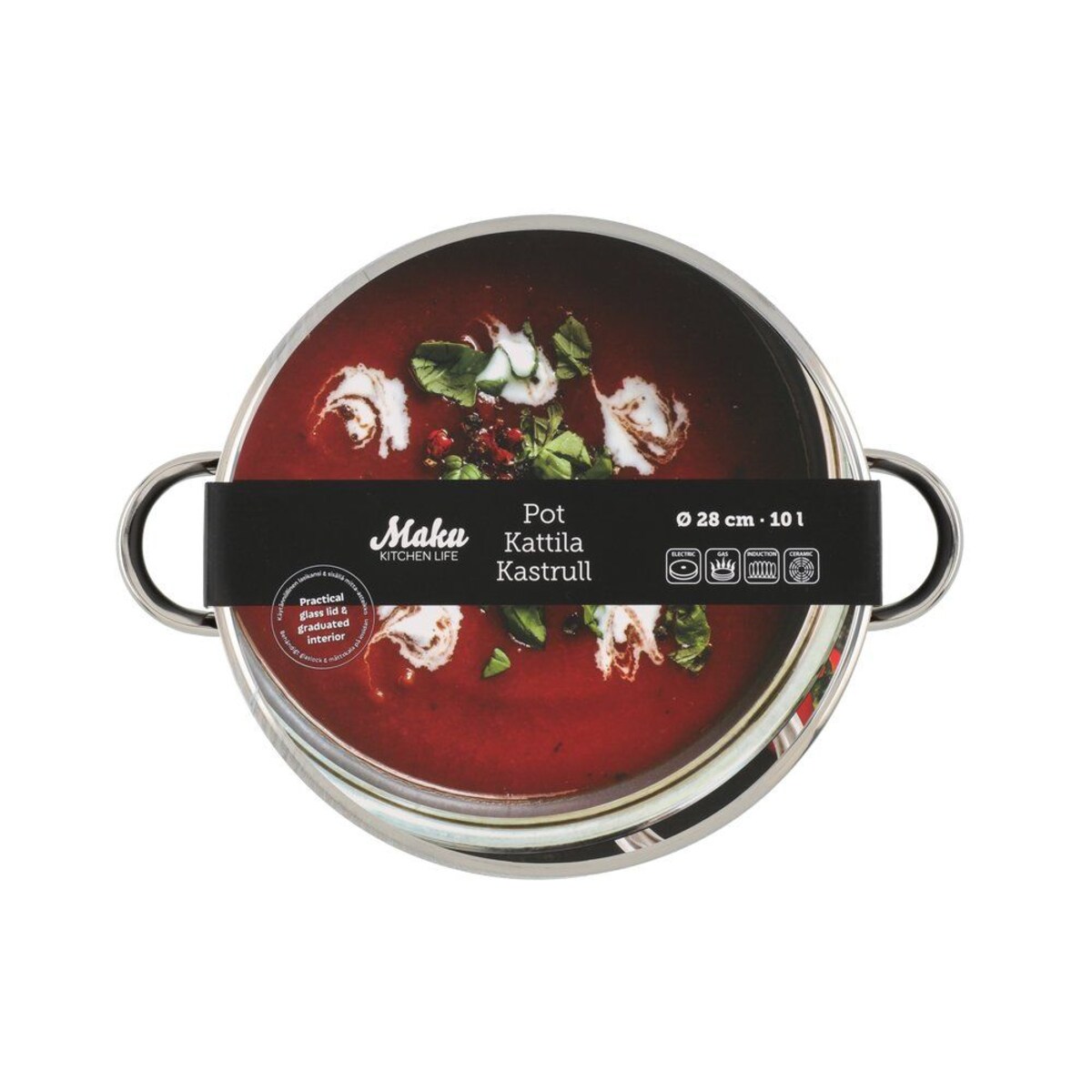 Garnek ze stali nierdzewnej z pokrywką, 10 l