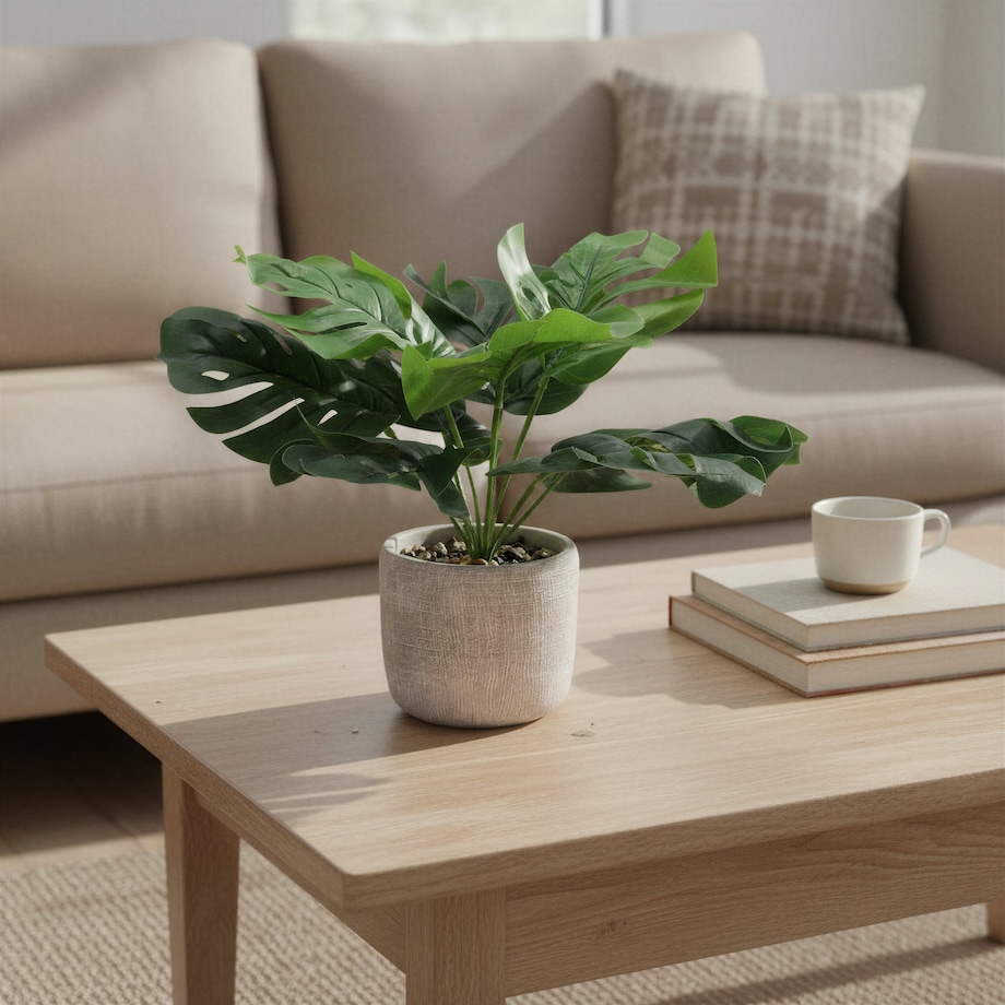 Sztuczny kwiat JAK ŻYWY do wazonu MONSTERA dekoracja roślina ZIELONA