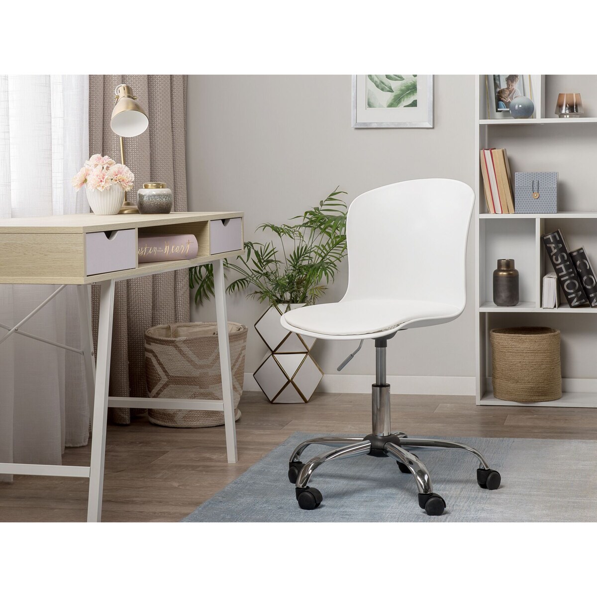 Krzesło biurowe regulowane ekoskóra białe VAMO