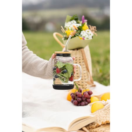 Słoik ze słomką 600 ml czarny Fuori 29804