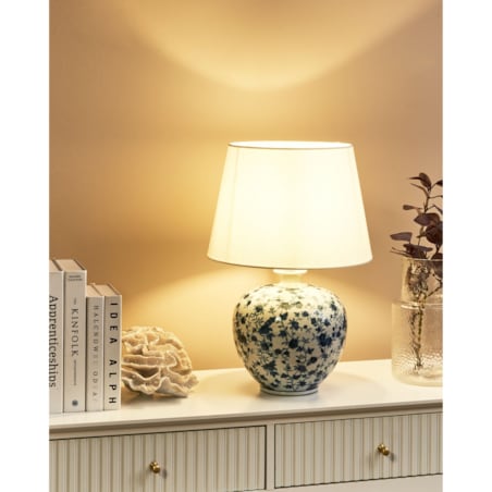 Lampa stołowa SILVES Porcelana Biały/ niebieski