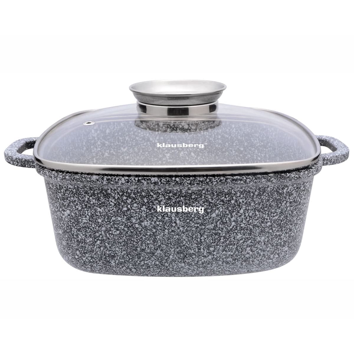 Garnek z powłoką marmurową kwadratowy marmurkowy szary indukcja gaz 3.7L 22cm KLAUSBERG