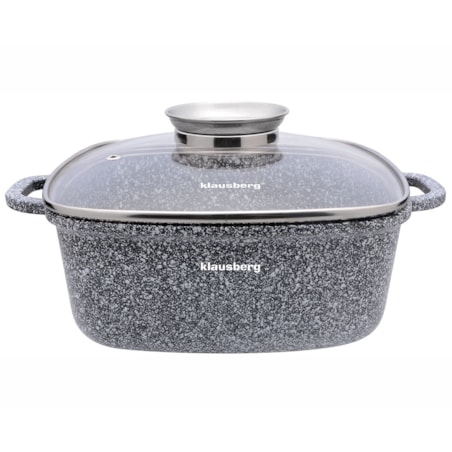 Garnek z powłoką marmurową kwadratowy marmurkowy szary indukcja gaz 3.7L 22cm KLAUSBERG