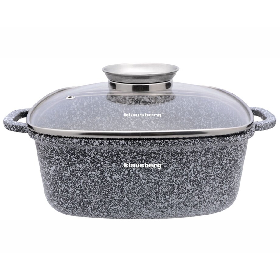 Garnek z powłoką marmurową kwadratowy marmurkowy szary indukcja gaz 3.7L 22cm KLAUSBERG