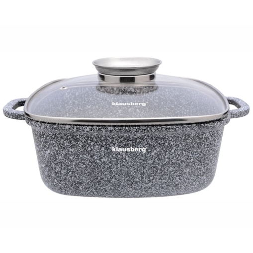 Garnek z powłoką marmurową kwadratowy marmurkowy szary indukcja gaz 3.7L 22cm KLAUSBERG