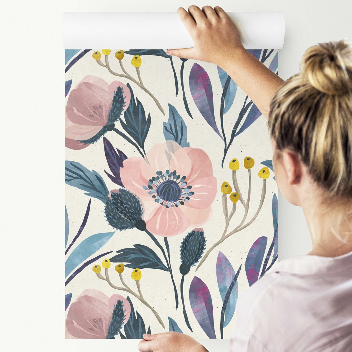 Tapeta retro kwiaty liście rośliny natura