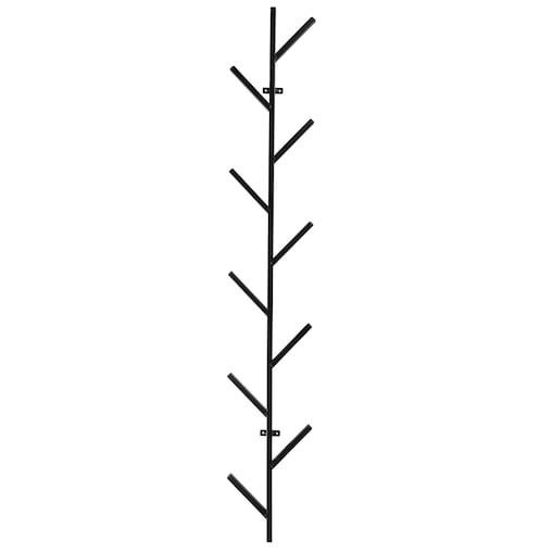 Dziesięcioramienny wieszak ścienny, TREE, 20 x 123,5 cm, czarny