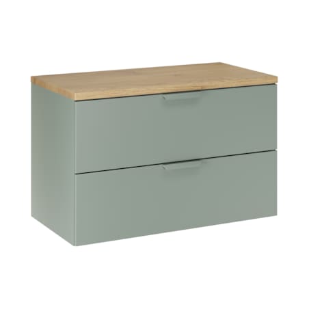 Szafka pod umywalkę wisząca z blatem ASTER w kolorze zielonego dębu, 80 cm