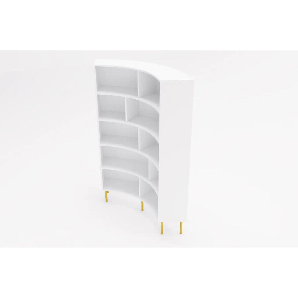 Nowoczesny narożny regał na książki Skandica HORN ze złotymi nogami / biały