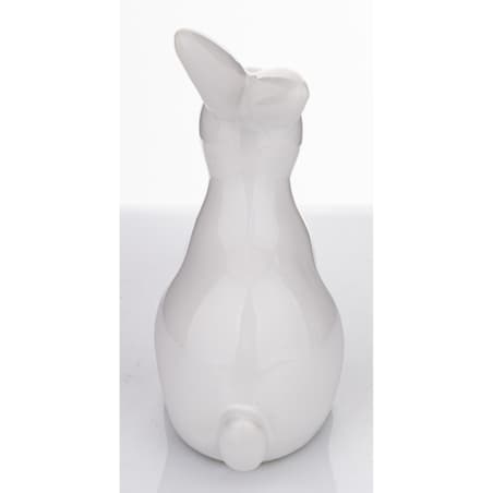 Dekoracja - siedzący biały królik 13x5,5x9 cm z pozłacanymi uszkami