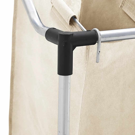 vidaXL Sortownik na pranie z 3 pojemnikami, kremowy, stalowy