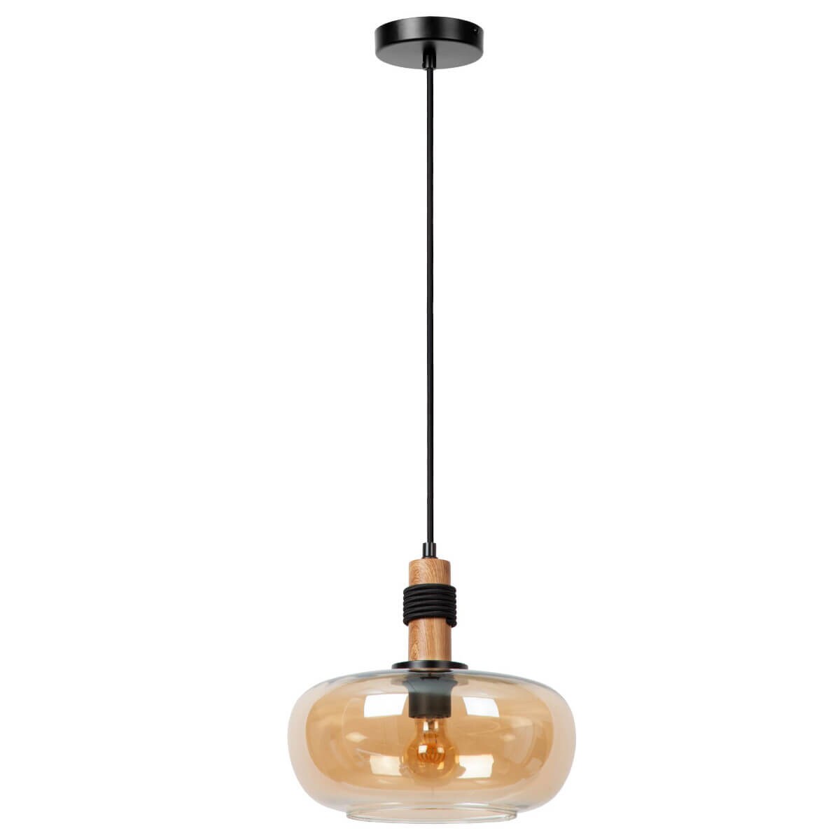 Zwieszana lampa do salonu Ilona 45408/30/62 Lucide szklana czarny bursztynowy