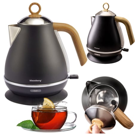 Czajnik elektryczny ze stali nierdzewnej 1.7L czarny KLAUSBERG