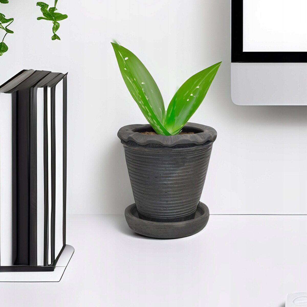 DONICZKA NA BALKON TARAS GLINIANA z podstawką odpływem 15cm terakota czarna