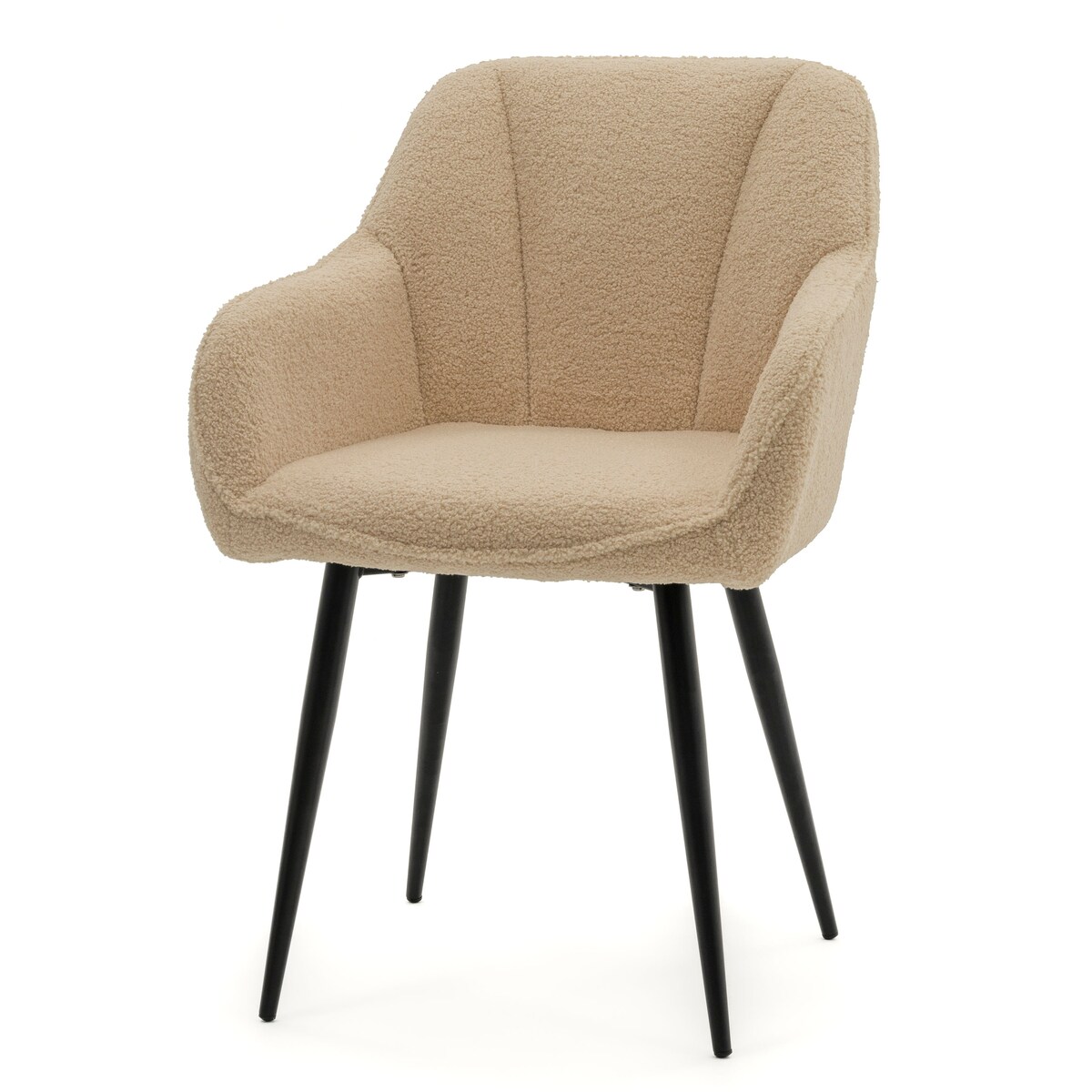 Krzesło tapicerowane welurowe LAGO boucle teddy beżowe