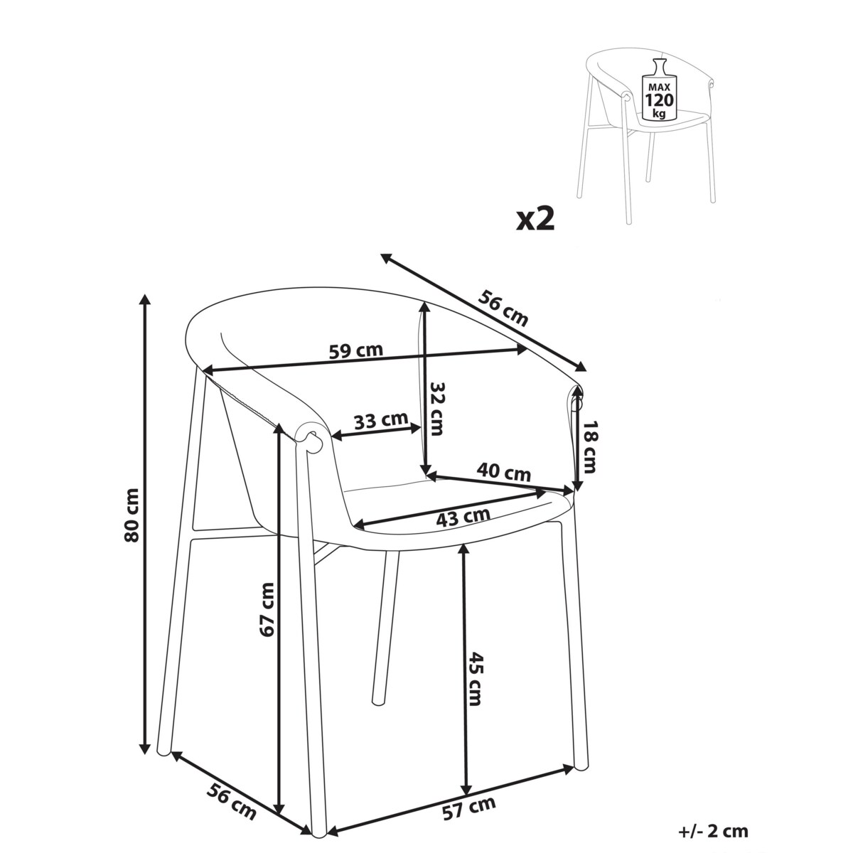 Zestaw 2 krzeseł do jadalni boucle beżowoszary AMES