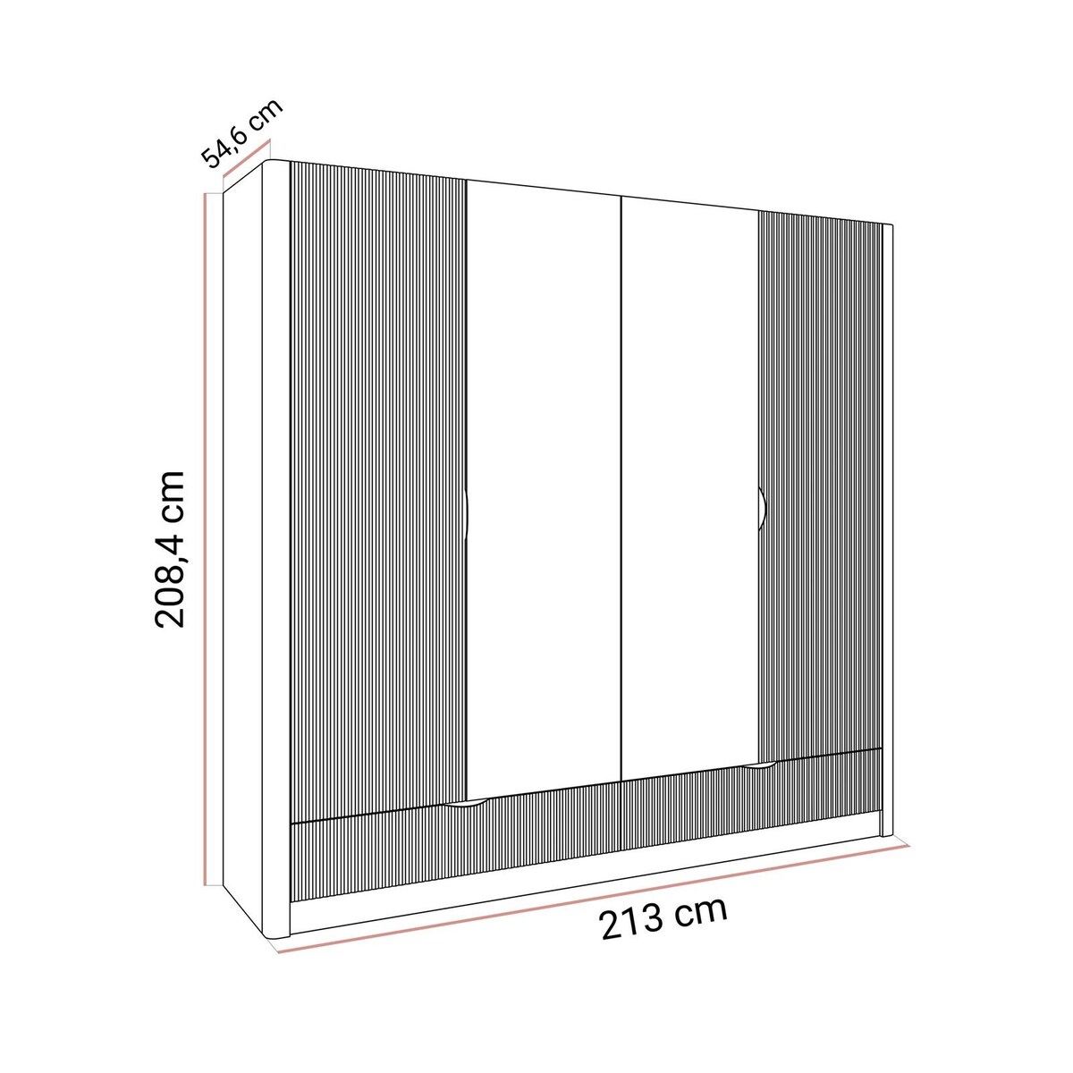 Szafa SCARLETT z lustrem i szufladami beżowa złote uchwyty