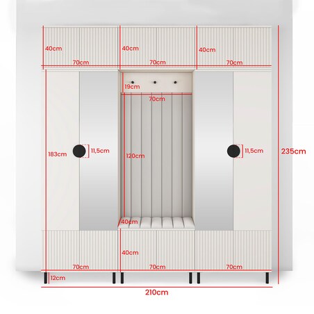 Zestaw szaf frezowanych z lustrem Ritmo wersja 3 Trinity 14 beż kaszmir